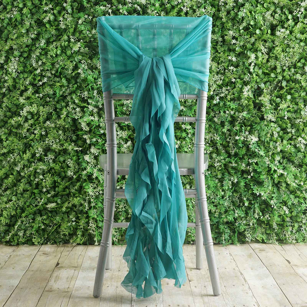 250 Blue Turquoise Satin Chair Cover Sash Bows 6"x108" Banquet Wedding Made USA 