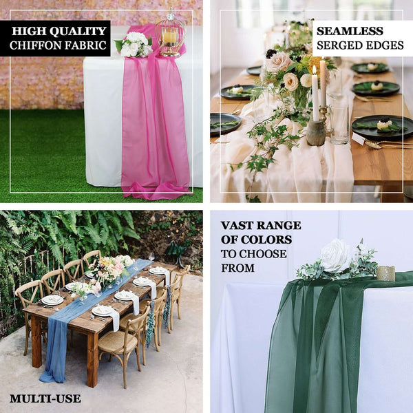 6FT | Silver Premium Chiffon Table Runner