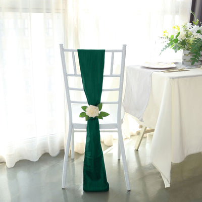 5 Pack | Accordion Crinkle Taffeta Hunter Emerald Green Chair Sashes