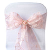 5 PCS | 7 Inch x 108 Inch | Dusty Rose Embroidered Organza Chair Sashes | TableclothsFactory