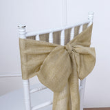 5 Pack | Natural Jute Faux Burlap Chair Sashes, Boho Chic Linen Decor - 6x108Inch