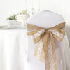 5x108inch| Natural Burlap Lace Chair Sash, Hessian Fabric Rustic Jute Chair Bow