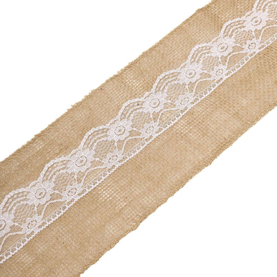 5x108inch| Natural Burlap Lace Chair Sash, Hessian Fabric Rustic Jute Chair Bow