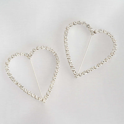 2" x 2" Silver Heart Diamond Chair Buckle Sash Pins