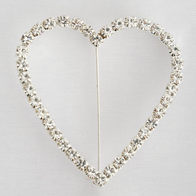 2" x 2" Silver Heart Diamond Chair Buckle Sash Pins#whtbkgd