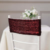 5 Pack | Burgundy 6inch x 15inch Sequin Spandex Chair Sashes, Stretch Fitted Chair Sashes