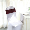 5 Pack | Burgundy 6inch x 15inch Sequin Spandex Chair Sashes, Stretch Fitted Chair Sashes