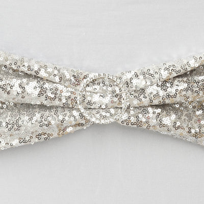 5 pack | 6x15 Silver Sequin Spandex Chair Sash