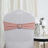 5 pack | 5Inchx14Inch Dusty Rose Spandex Stretch Chair Sash with Silver Diamond Ring Slide Buckle