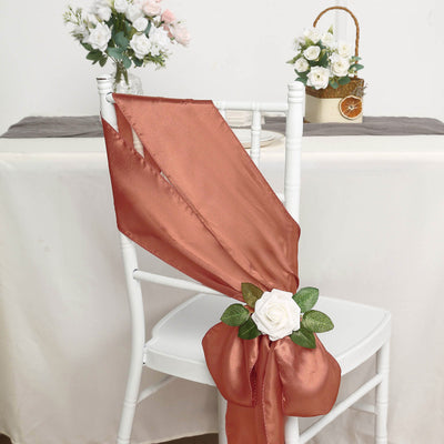 5 Pack - 6x106 inches Terracotta Satin Chair Sashes