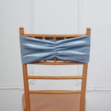 5 Pack Dusty Blue Velvet Ruffle Stretch Chair Sashes, Decorative Velvet Chair Bands