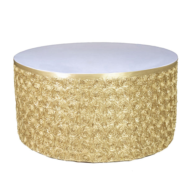 21 FT Champagne 3D Rosette Satin Table Skirt