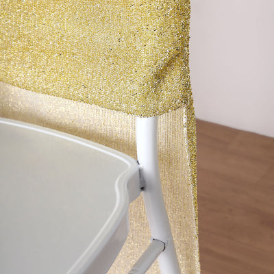 Metallic Glittering Shiny Champagne Spandex Stretch Chair Slipcover