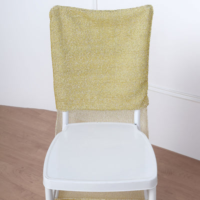 Metallic Glittering Shiny Champagne Spandex Stretch Chair Slipcover