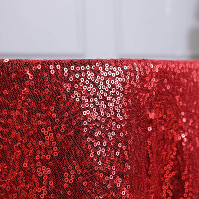 108" Red Premium Sequin Round Tablecloth