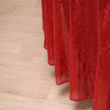 108" Red Premium Sequin Round Tablecloth