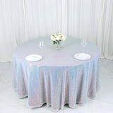 132inch Iridescent Blue Premium Sequin Round Tablecloth, Sparkly Tablecloth