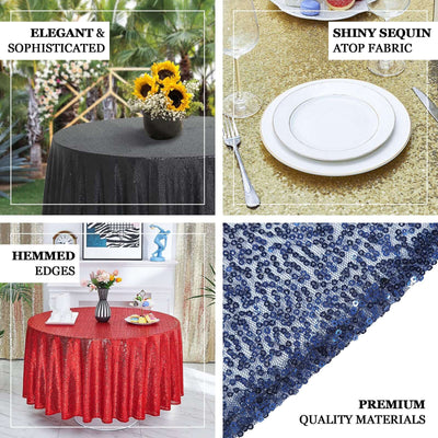 132inch Iridescent Blue Premium Sequin Round Tablecloth, Sparkly Tablecloth