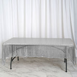 60"x102" Silver Premium Sequin Rectangle Tablecloth