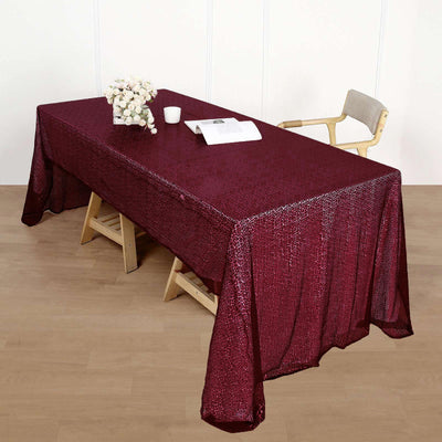 60x126inches Burgundy Premium Sequin Rectangle Tablecloth