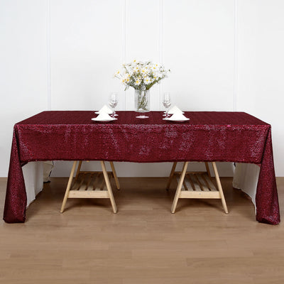 60x126inches Burgundy Premium Sequin Rectangle Tablecloth