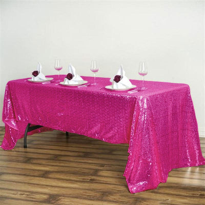 60"x126" Fuchsia Premium Sequin Rectangle Tablecloth