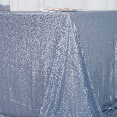 90x156inch Dusty Blue Premium Sequin Rectangle Tablecloth