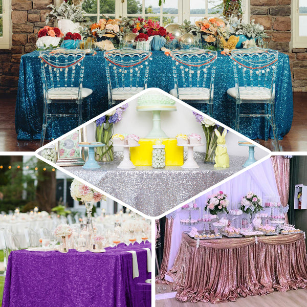 90x156 inches Hunter Emerald Green Premium Sequin Rectangle Tablecloth