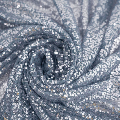 90inch Dusty Blue Premium Sequin Round Tablecloth#whtbkgd