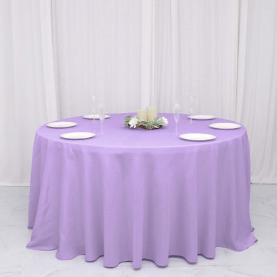 132inch Lavender Polyester Round Tablecloth, Reusable Linen Tablecloth