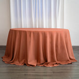 132inch Terracotta Polyester Round Tablecloth, Reusable Linen Tablecloth