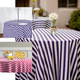 90" Round Satin Tablecloth | White/Purple Stripe Tablecloth