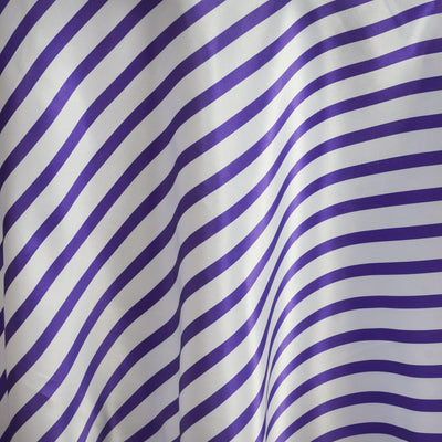 90" WHITE / PURPLE Striped Wholesale SATIN Round Tablecloth For Wedding Banquet Restaurant