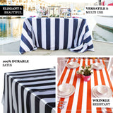 60"x102" | Stripe Satin Rectangle Tablecloth | Red & White | Seamless