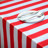 60"x102" | Stripe Satin Rectangle Tablecloth | Red & White | Seamless