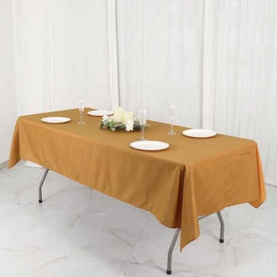 54x96Inch Gold Polyester Rectangle Tablecloth, Reusable Linen Tablecloth