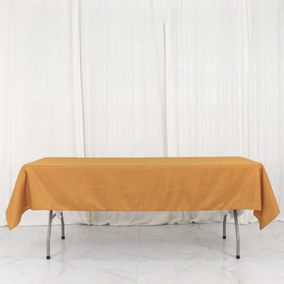 54x96Inch Gold Polyester Rectangle Tablecloth, Reusable Linen Tablecloth