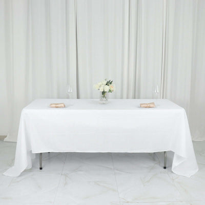 60"x126" White Polyester Rectangular Tablecloth