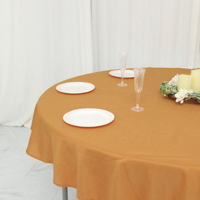 70inch Gold Polyester Round Tablecloth, Reusable Linen Tablecloth