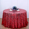 120 inch Big Payette Red Sequin Round Tablecloth Premium Collection