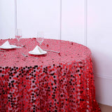 120 inch Big Payette Red Sequin Round Tablecloth Premium Collection