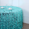 120 Inch | Big Payette Turquoise Sequin Round Tablecloth Premium Collection | TableclothsFactory