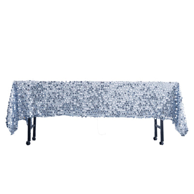 60inch x 102inch Big Payette Dusty Blue Sequin Rectangle Tablecloth