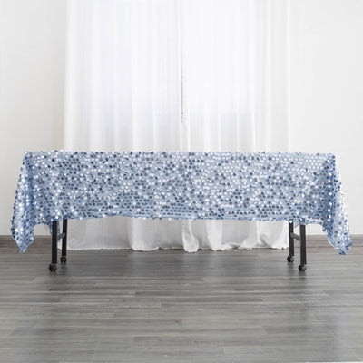 60inch x 102inch Big Payette Dusty Blue Sequin Rectangle Tablecloth