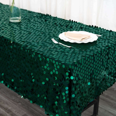 60inch x 102inch Big Payette Hunter Emerald Green Sequin Rectangle Tablecloth