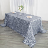 90inch x 132inch Big Payette Dusty Blue Sequin Rectangle Tablecloth Premium Collection