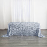 90inch x 132inch Big Payette Dusty Blue Sequin Rectangle Tablecloth Premium Collection