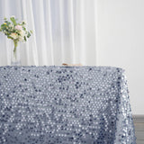 90inch x 132inch Big Payette Dusty Blue Sequin Rectangle Tablecloth Premium Collection