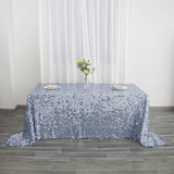 90inch x 132inch Big Payette Dusty Blue Sequin Rectangle Tablecloth Premium Collection