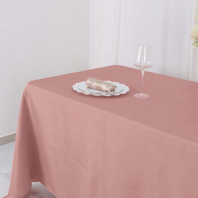 72x120Inch Dusty Rose Polyester Rectangle Tablecloth, Reusable Linen Tablecloth